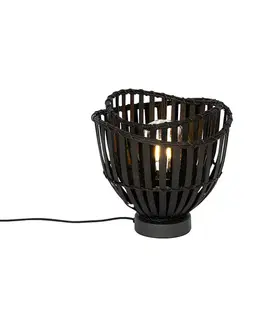 Orientálna stolná lampa čierna bambus - Pua