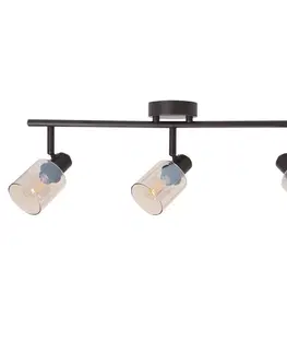 HNEDÁ STROPNÁ LAMPA AGRA 3X40W E14 JANTÁROVÉ TIENIDLO