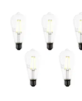 Sada 5 LED žiaroviek E27 ST64 číra 3.8W 806 lm 3000K