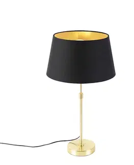 Stolná lampa zlatá/mosadzná s tienidlom čiernym so zlatom 32 cm - Parte