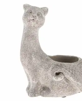Betónový kvetináč Mačka, sivá, 16,5 x 22 x 13,5 cm