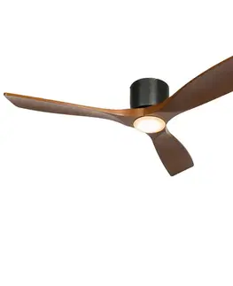 Stropný ventilátor čierny s drevom 131,5 cm vrátane LED stmievateľný s diaľkovým ovládaním - Jerri