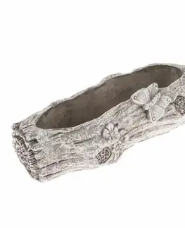 Betónový kvetináč Kmeň s motýľom, 29,5 x 8 x 11 cm