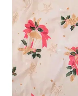 MKLozkoviny.sk Vianočná bavlnená obliečka na vankúšik Renforcé 40 × 40 cm - Vianočné zvončeky béžové-  -