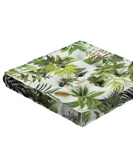 Dekoria Kamil s úchytom, zeleno - červené rastliny na bielom podklade, 40 x 40 x 6 cm, Tropical Island, 143-69