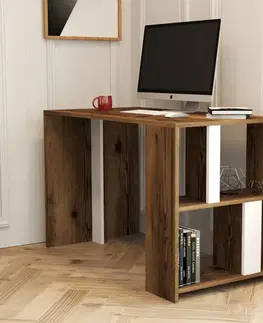 Písací stôl Lima - Walnut, White