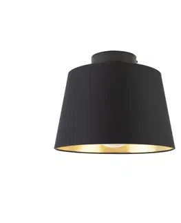 Stropné svietidlo s tienidlom z bavlny čierne so zlatom 25 cm - Combi Black