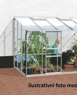 Skleník k stene VITAVIA IDA 6500 polykarbonát strieborný Dekorhome