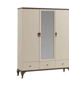 TARANKO Lagos LA-3DP rustikálna šatníková skriňa so zrkadlom kašmír Lagos / dub Lagos