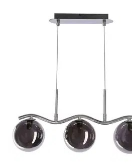 Závesná lampa LUMOS 3x20W G9 chrómové sklenené tienidlo 14 cm grafitové moderné elegantné svietidlo obývačka jedáleň kuchyňa pôvab