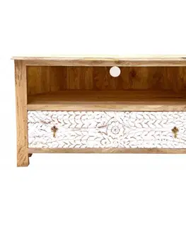 TV stolík rohový Sita 110x60x50 indický masív mango