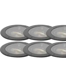 Sada 6 stmievateľných vonkajších zemných bodových svietidiel čiernych IP65 vrátane LED - Delux Honey