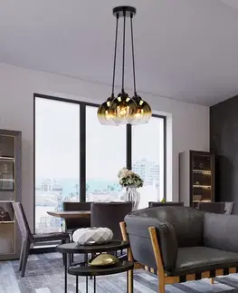 Závesná lampa Nubia čierna 3x60W E27 zlaté tienidlo