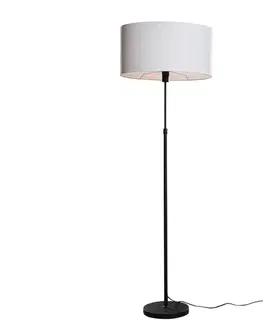 Stojacia lampa čierna s oválnym ľanovým tienidlom bielym 50 cm - Parte