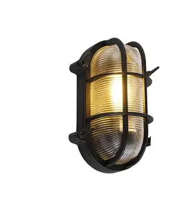 Priemyselná nástenná a stropná lampa čierna oválna IP44 - Noutica
