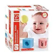 Ryžová hrkálka Geometrické tvary 3ks HAPE - Hape