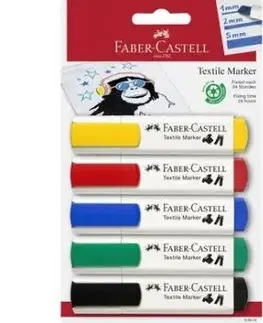 Popisovače na textil Faber-Castell základné farby 5 ks