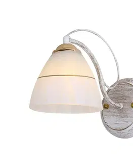Nástenná lampa s bielym a zlatým tienidlom z rustikálneho skla 60W E27 Fanetta