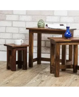 Odkladacie stolíky sada 3 ks Rami indický masív palisander