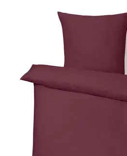 Ľanová posteľná bielizeň, vínová, štandardná veľkosť