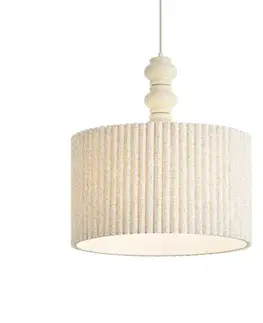 Japandi závesná lampa béžová s ľanovým tienidlom 50cm - Fedde