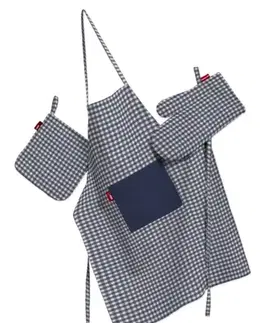 Dekoria Kuchynský komplet chňapka, rukavica a zásterka, granátovo -biele malé káro, komplet, Quadro, 136-00