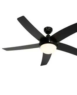 Inteligentný stropný ventilátor čierny s drevenou potlačou 132 cm vrátane LED stmievateľného s diaľkovým ovládaním - Cool