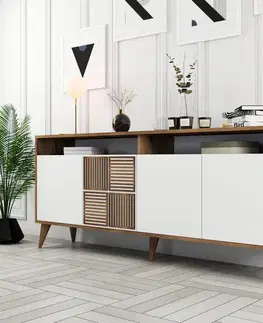 Konzolový stolík Milan - Walnut, White