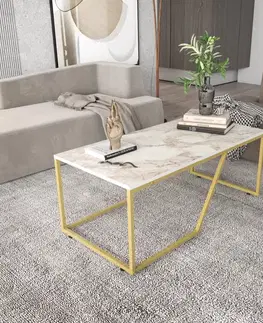 Konferenčný stolík Wendy - White, Gold