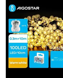  B.V.  - LED vonkajšia svetelná reťaz 100xLED/3xAA/8 funkcií 10,3 m IP44 teplá biela B10303K4Q