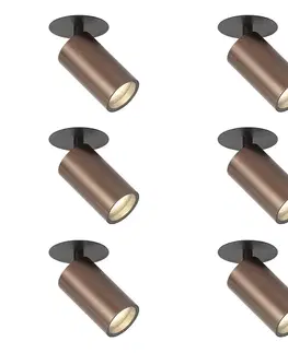 Sada 6 moderných zapustených bodových svetiel tmavý bronz GU10 50mm IP44 - Chels