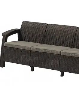 DEOKORK Záhradná ratanová pohovka CORFU LOVE SEAT MAX (hnedá)