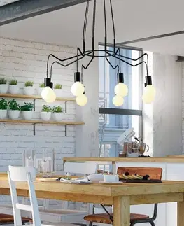 Závesná stropná lampa, matná čierna, 8x40W, Basso