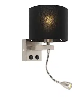 Moderná nástenná lampa oceľ s čiernym tienidlom - Brescia