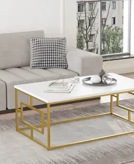 VEGY 12 dizajnový konferenčný stolík, farba biely/zlatý