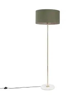 Stojaca lampa mosadz s zeleným tienidlom 50 cm - Kaso