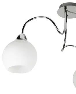 Trojitá chrómová stropná závesná lampa s bielymi tienidlami Nelda
