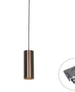 Dizajnové závesné svietidlo tmavý bronz vrátane adaptéru na lištu 3-fázové - 3-fázové Tubo
