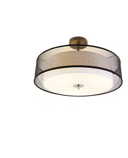 Moderné stropné svietidlo čierne s bielou 50 cm 3-svetlo - Drum Duo