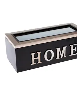 Drevený box na čajové vrecká HOME, 23 x 10 x 8 cm