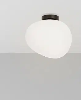 Stropná lampa STONES inšpirovaná kameňom - dizajnérska stropná lampa s 30 cm mliečnym tienidlom - osvetlenie obývačky a chodby E27