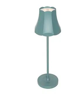 Retro stolná lampa minerálna modrá nabíjateľná IP44 - Granny