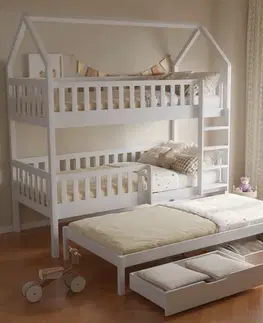 KONDELA Venita Typ 1 montessori poschodová posteľ s prístelkou biela