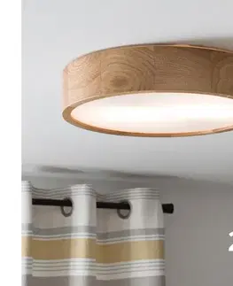 BRILAGI - LED RGBW stmievateľné stropné svietidlo CARVALHO, 2×E27 / 15 W / 230 V, Wi‑Fi, dub, priemer 37,5 cm BG0737+2xAI0819