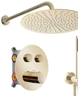 Sprchová súprava podomietková s termostatom LUNGO zlatá + BOX