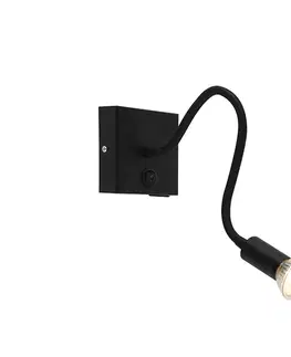 Moderná flexibilná nástenná lampa USB čierna - Zeno