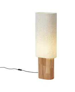 Japandi stojacia lampa drevená s ľanovým tienidlom 90 cm - Lamel