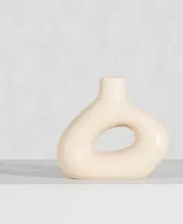 Dekoria Váza Unico 16cm beige, 17,5 x 6,5 x 16 cm