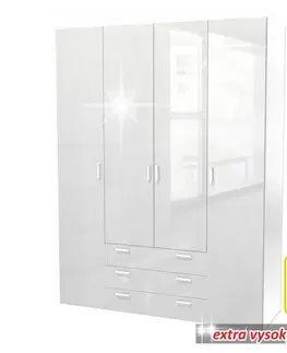 KONDELA Gwen 70429 4D šatníková skriňa biela