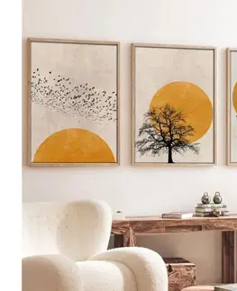  Sada 3 ks obrazov vo fotorámiku 50x70 cm béžová/oranžová 693BSE1310